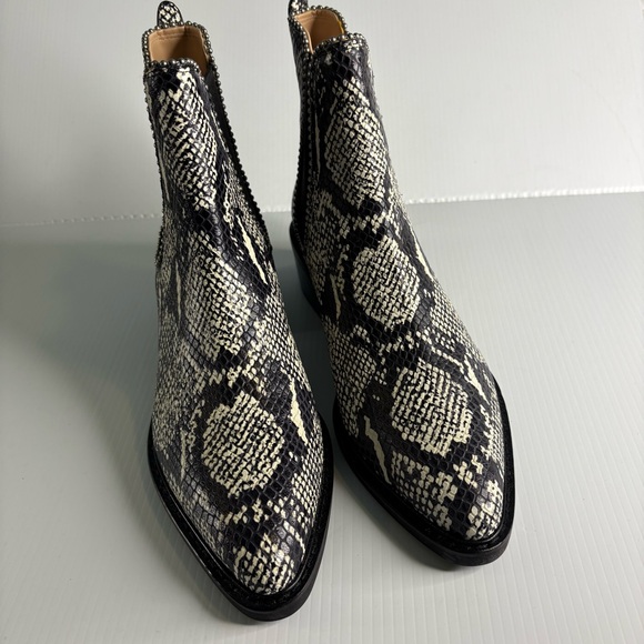 New Coach Bowery Bead Chain Leather Snakeskin G4368 Chelsea Ankle Boot 8 / 38.5 - Picture 4 of 16